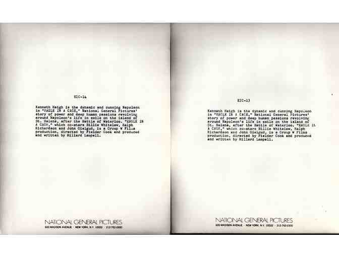 EAGLE IN A CAGE, 1972, cards and stills, Kenneth Haigh, John Gielgud