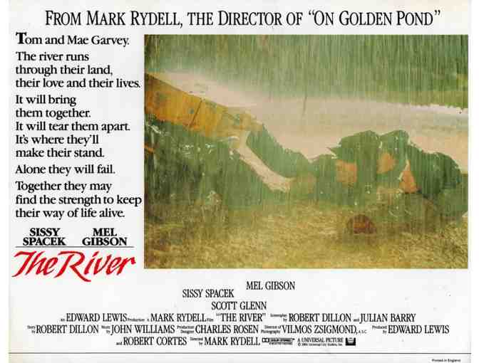 RIVER, 1984, lobby cards, Mel Gibson, Sissy Spacek