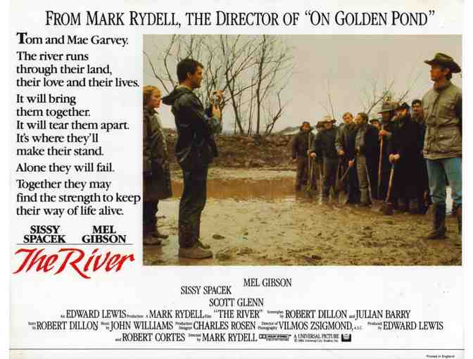 RIVER, 1984, lobby cards, Mel Gibson, Sissy Spacek