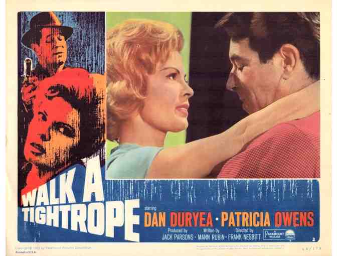 WALK A TIGHTROPE, 1964, lobby cards, Dan Duryea, Patricia Owens
