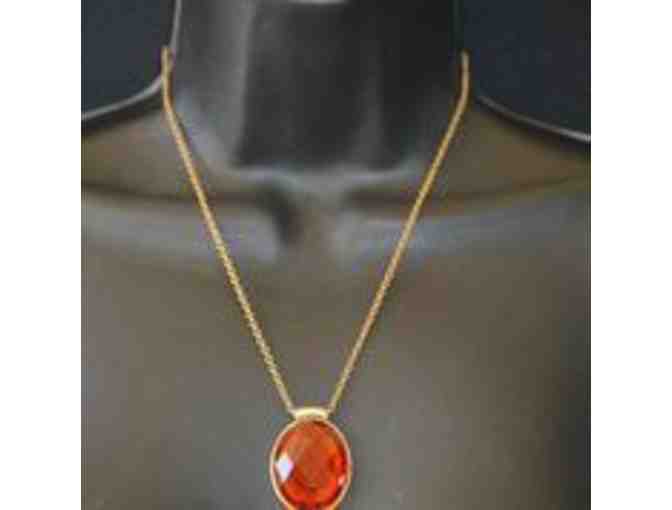 Lucky Brand- Gold chain necklace with orange pendant
