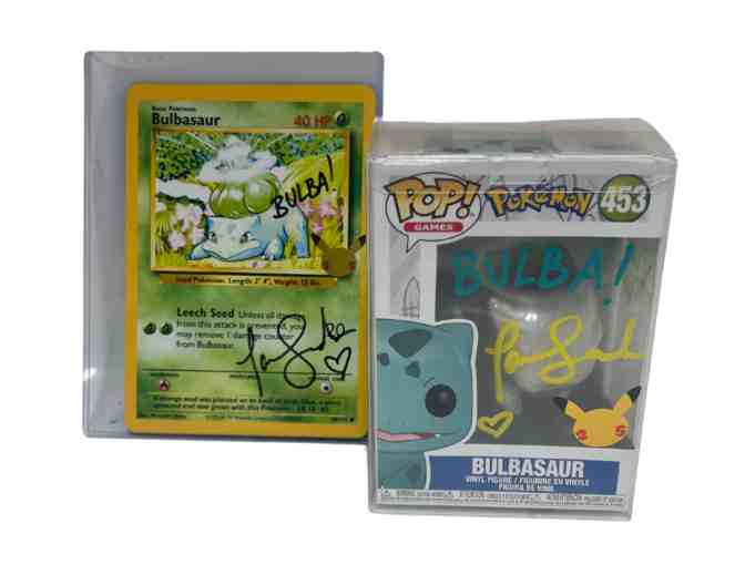 POKEMON: Three (3) Signed Pokemon Cards by the voice of Bulbasaur, Yamper and Wallet