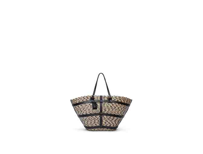 Altuzarra Cactus Small Watermill Leather-Trimmed Tote In Bicolor Raffia