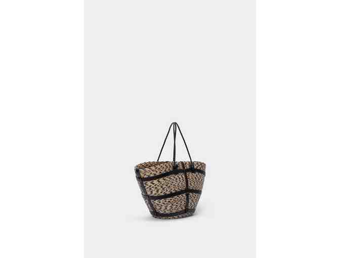 Altuzarra Cactus Small Watermill Leather-Trimmed Tote In Bicolor Raffia