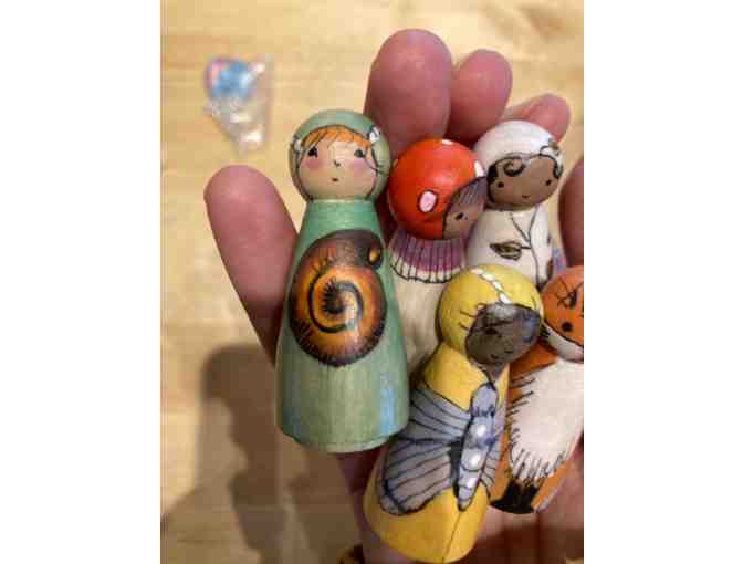 Handmade Wooden Peg People- Set Two: Holiday Ornaments