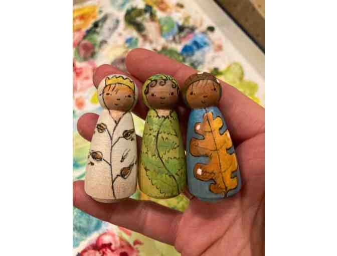 Handmade Wooden Peg People- Set Two: Holiday Ornaments