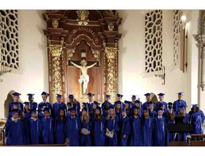 First Pew Behind 8th Grade Students and Teachers for Graduation