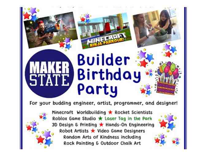$100 off MakerState Builder Birthday Party or Summer Camp