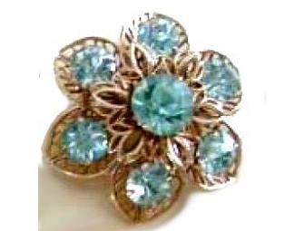 2 Pretty Retro Faux Aquamarine Brooches