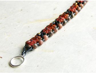 Leopardskin Jasper & Swarovski Handwoven Bracelet