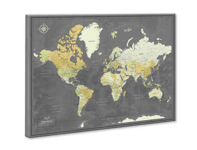 Pin Adventures World Push Pin Travel Map on Canvas