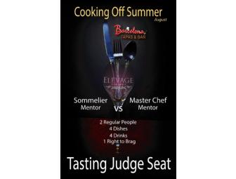 A Judging Seat in 'Cooking Off Summer' Sommelier vs. Master Chef Mentor with Elevage Wine