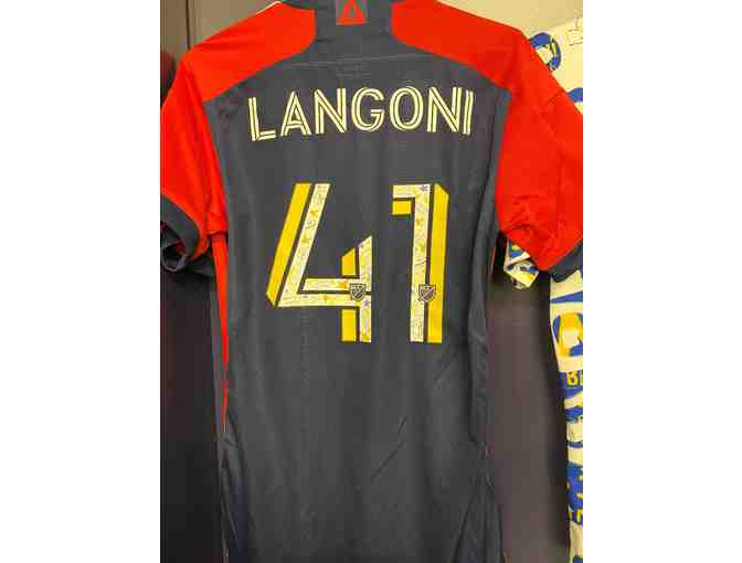 Luca Langoni Game-Worn, Signed Fight Childhood Cancer Match. Jersey