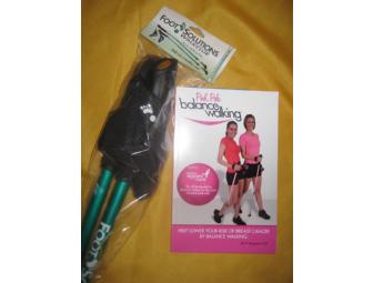 1 SET OF FOOT SOLUTIONS NORDIC WALKING POLES AND A BOOK ON BALANCING WALKING