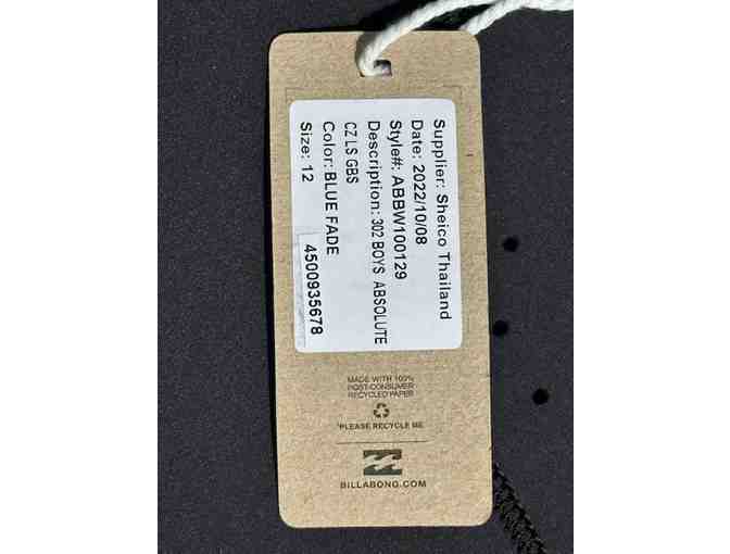 Raffle for Boys Billabong Absolute Youth Size 12, 3/2 Fullsuit