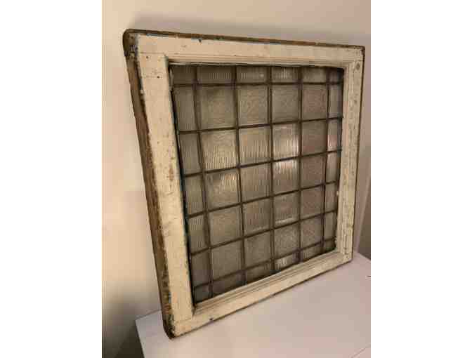 Leaded glass window from Crompton and Knowles Loom Works, Worcester, MA