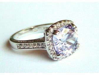 STERLING SILVER & LT AMETHYST CZ COCKTAIL RING