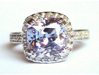 STERLING SILVER & LT AMETHYST CZ COCKTAIL RING