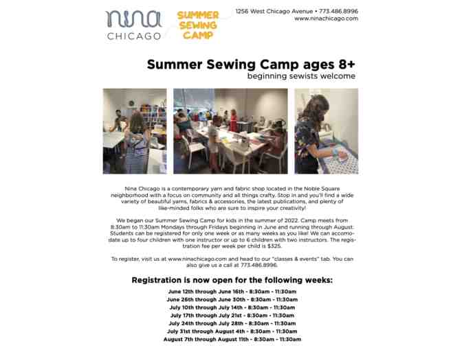 One week of camp at Summer Sewing Camp