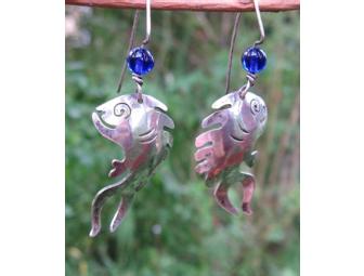 Vintage Sterling Silver Earrings: Fish