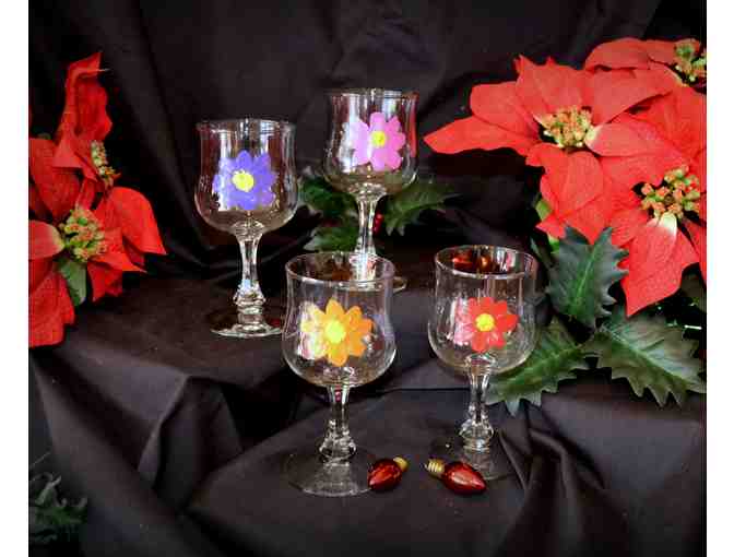 Floral Flutes . . . Hand-Painted Wine Glasses
