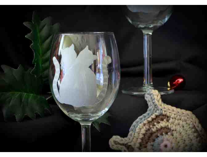 Cats in Silhouette . . .  Hand-Painted Wine Glasses & More!