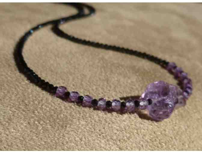 Amethyst Rough and Black Spinel necklace/Bracelet