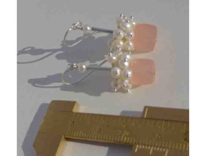 Pink Chalcedony with Pearl Earrings.