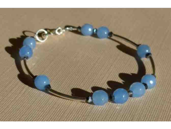 Sterling Silver with Blue Jade Bracelet