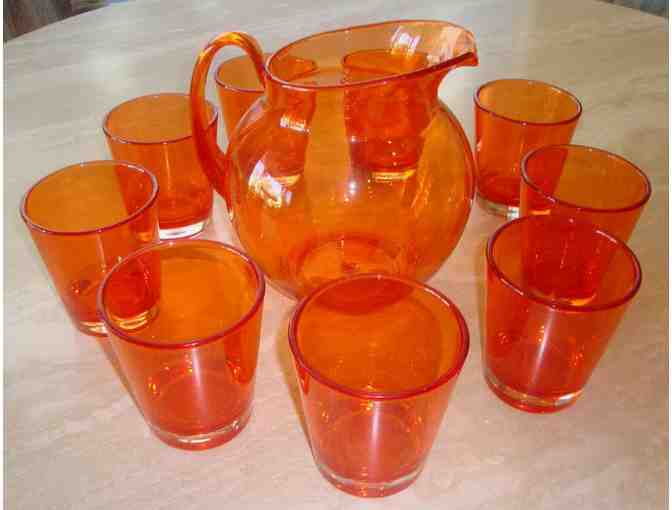 Bright Tangerine Acrylic Pitcher and Glasses Set