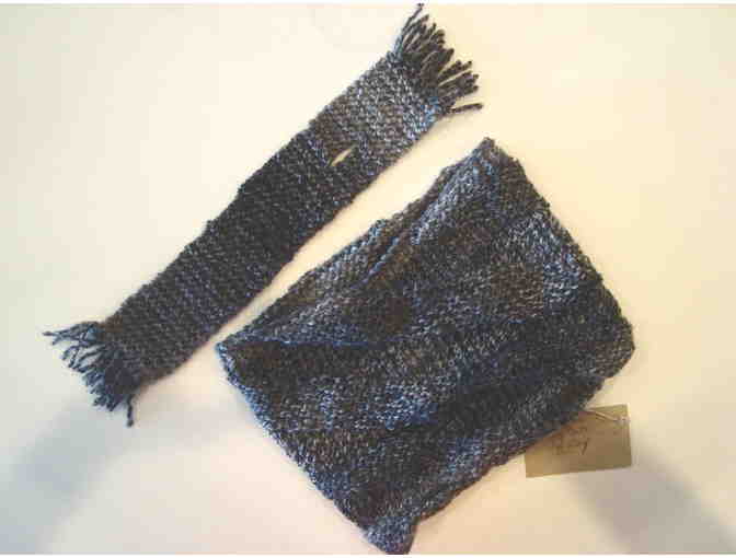 Gray Tweed Cowl & Dog Scarf Set -- Hand Knit