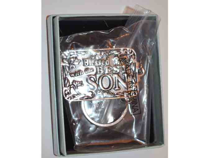 Silver-Tone Keychain with 'Blessed with the Best Son' by Abbey Press -- New