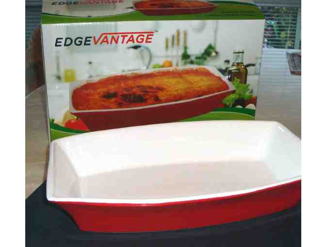 Red Stoneware Casserole Dish -- New in box