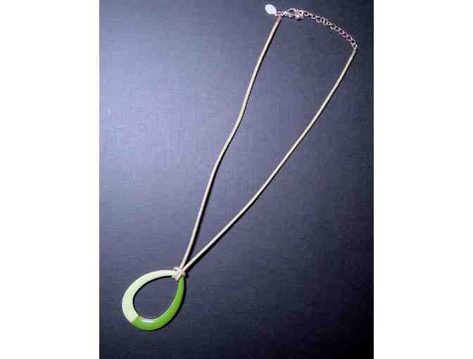 Two-Tone Green Acrylic Pendant Necklace -- Vintage