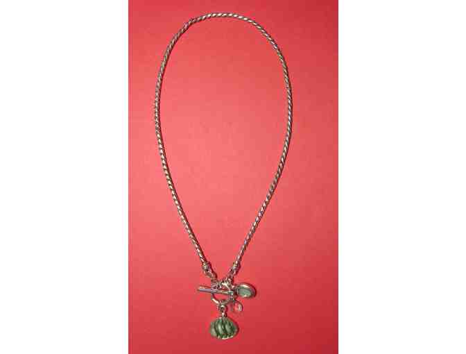 Green Charm Lariat Necklace -- Vintage