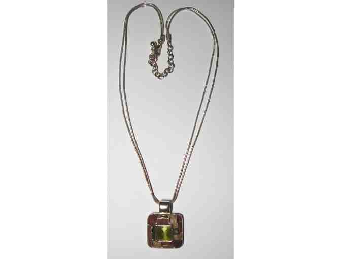 Square Gold-Tone Pendant Necklace -- Vintage