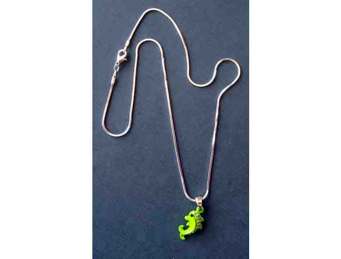 Green Fish Pendant Necklace -- New