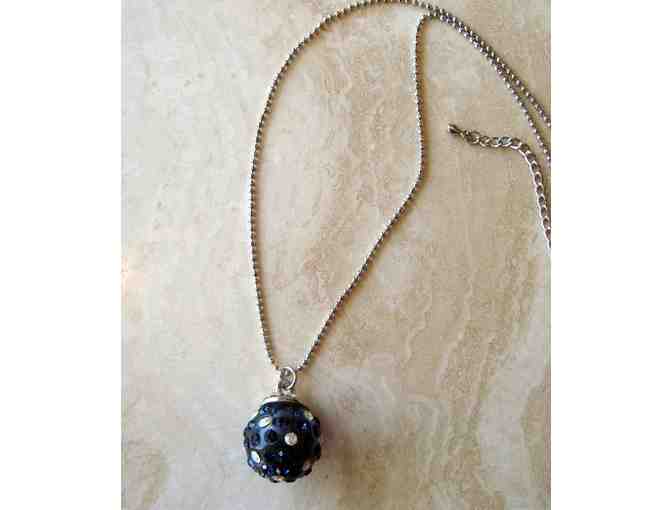 Sparkling Black Ball Pendant Necklace -- New