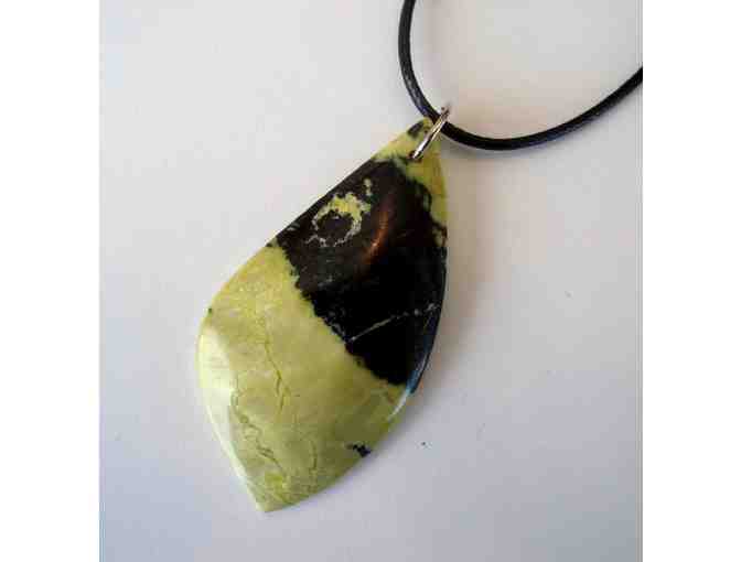 Natural African Yellow Free-form Stone Pendant -- New no tags