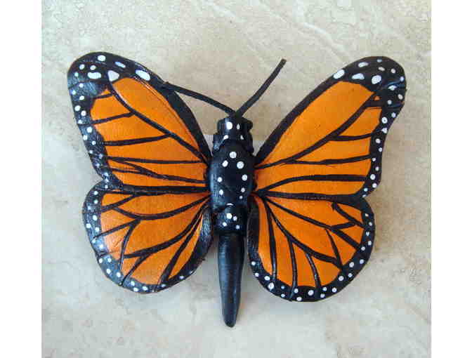 Leather Butterfly Pin -- Pre-Owned
