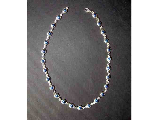 Blue Round Links Necklace -- Vintage