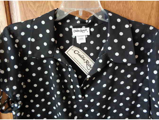 Black Polka Dot Short Sleeve Blouse -- Size 1X -- New with tag