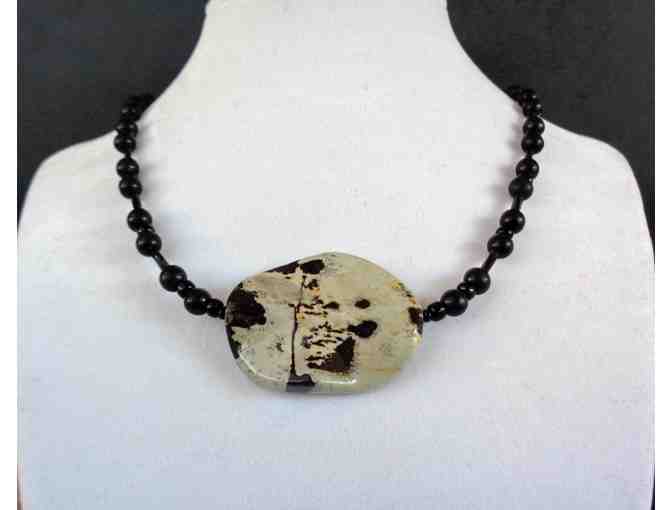 Hand-Crafted Putty & Black Color Necklace -- New