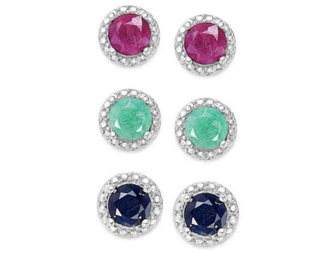 Set of 3 Pair of Victoria Townsend Earrings -- Emerald, Ruby and Sapphire -- New