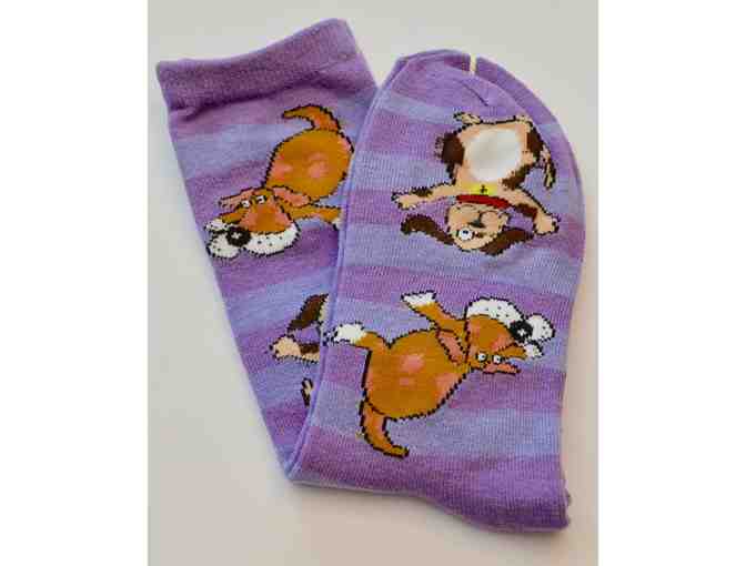 Purple Striped Dog Socks -- New