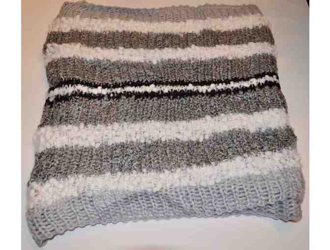 Collection 18 Popcorn Double Gray, White & Black Stripe Loop Scarf -- New