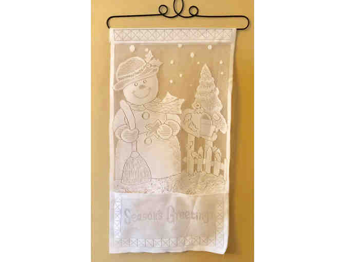 Snowman White Lace Card Holder -- Preowned