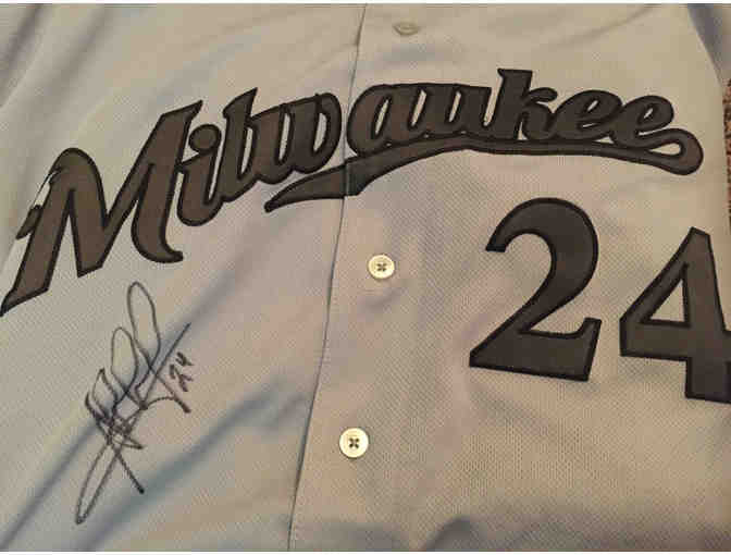 Milwaukee Brewers Autographed Jersey Signed by Jesus Aguilar