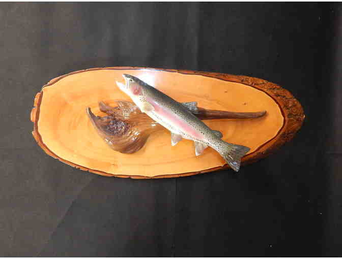 Hand Carved Wooden Rainbow Trout by M. Decouteau