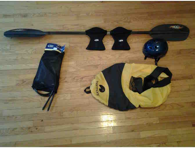 Whitewater Kayak with Helmet, PFD, Paddle, Pogies, Spray Skirt and Float Bags